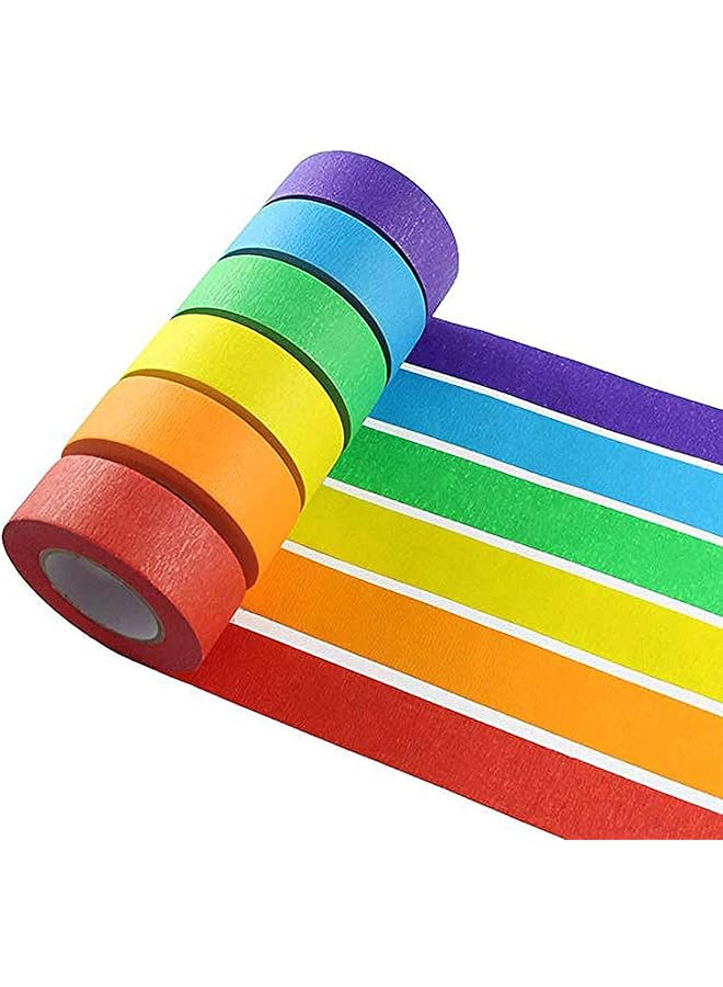 إيروريكس شريط لاصق ملون وشريط رسام وشريط فني وحرف يدوية وعلامات وترميز ألوان وشريط قوس قزح ذاتي اللصق للأطفال والمعلمين والرسامين والفصول الدراسية والمختبرات للاستخدام في تحديد الهوية، 6 لفات - Image 1