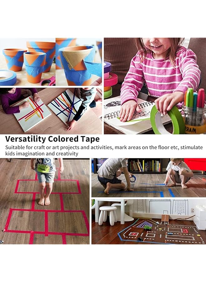 إيروريكس شريط لاصق ملون وشريط رسام وشريط فني وحرف يدوية وعلامات وترميز ألوان وشريط قوس قزح ذاتي اللصق للأطفال والمعلمين والرسامين والفصول الدراسية والمختبرات للاستخدام في تحديد الهوية، 6 لفات - Image 5