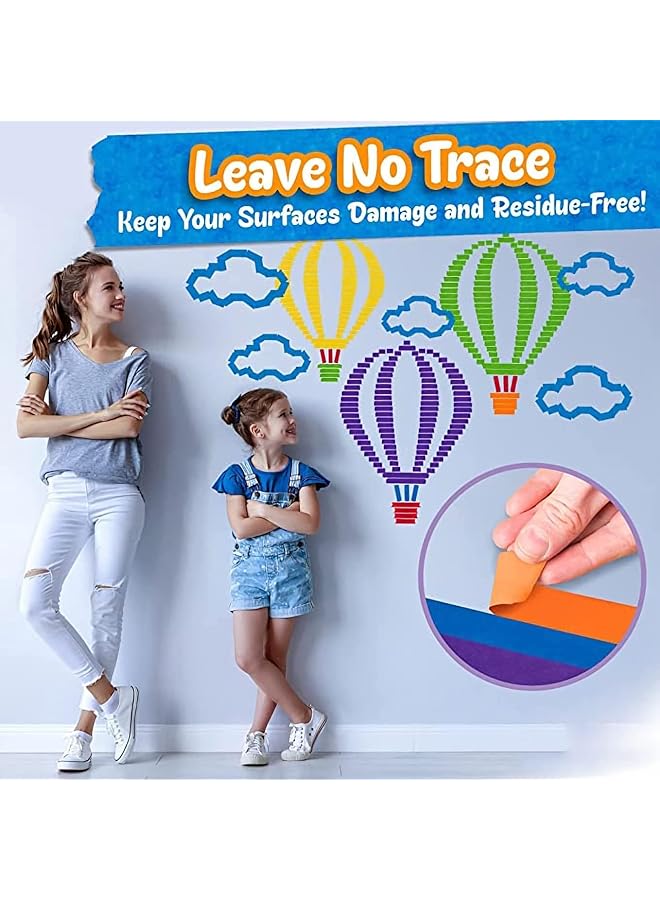 إيروريكس شريط لاصق ملون وشريط رسام وشريط فني وحرف يدوية وعلامات وترميز ألوان وشريط قوس قزح ذاتي اللصق للأطفال والمعلمين والرسامين والفصول الدراسية والمختبرات للاستخدام في تحديد الهوية، 6 لفات - Image 4