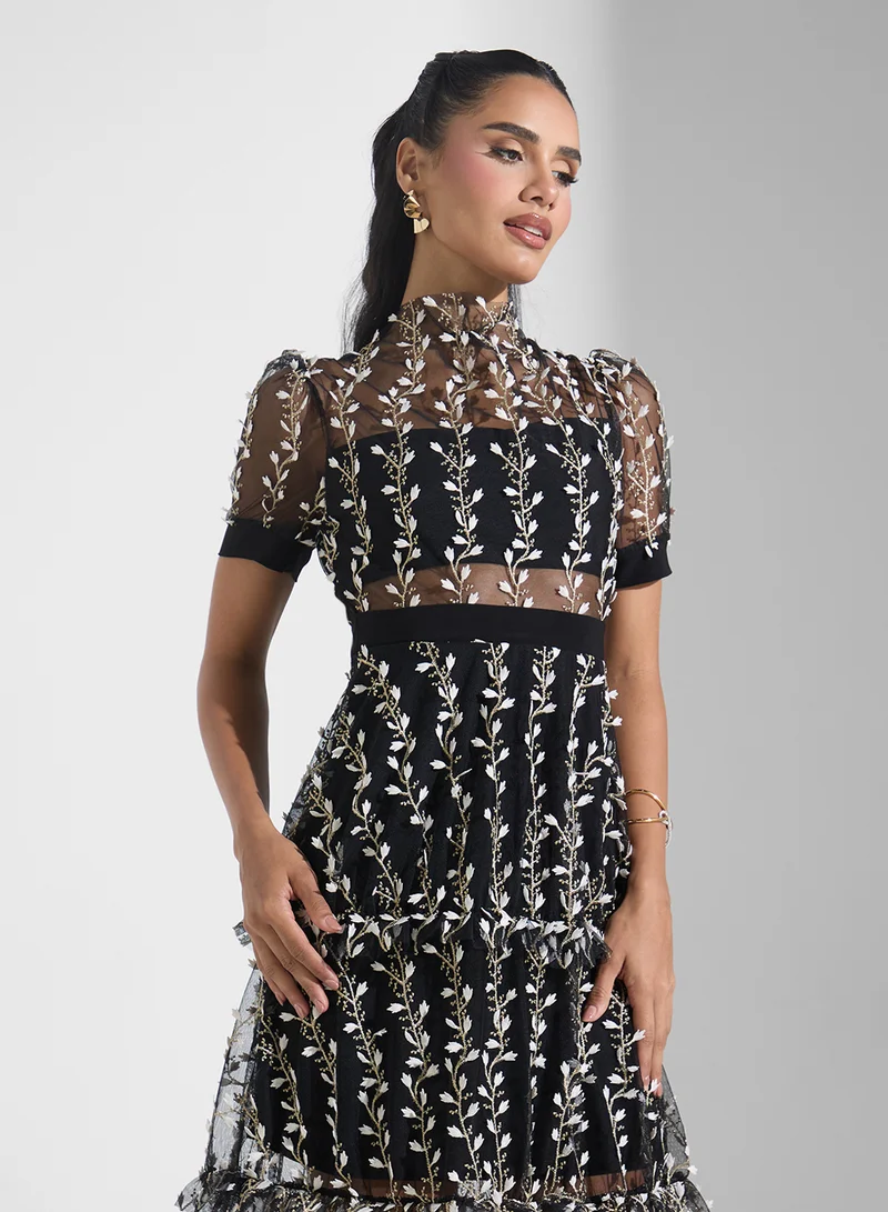 Ginger Boutique Floral Embroidered Dress