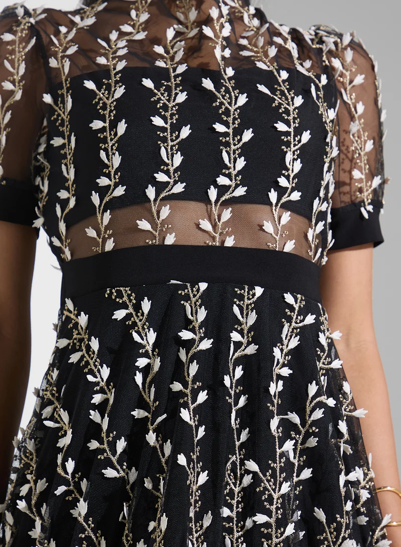 Ginger Boutique Floral Embroidered Dress