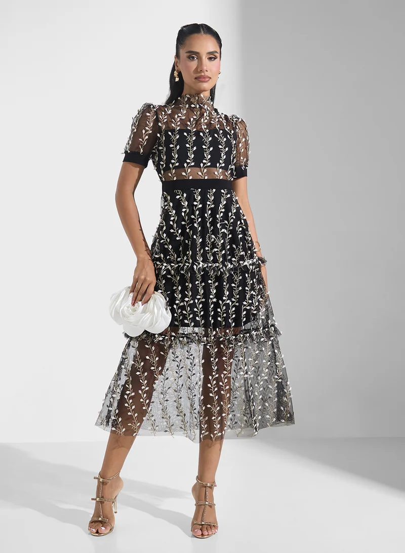 Ginger Boutique Floral Embroidered Dress