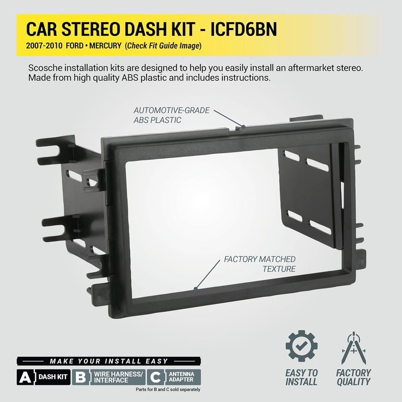 Scosche ICFD6BN Double DIN Radio Install Dash Kit - Image 5