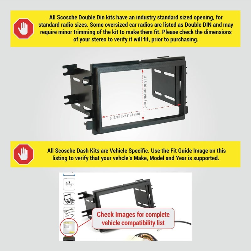 Scosche ICFD6BN Double DIN Radio Install Dash Kit - Image 3