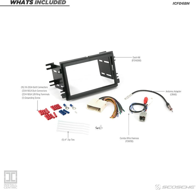 Scosche ICFD6BN Double DIN Radio Install Dash Kit - Image 2