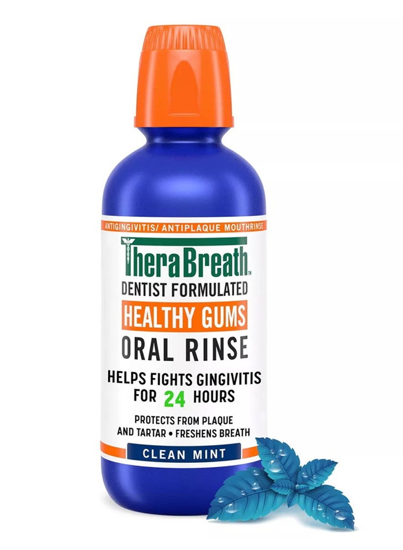 TheraBreath Healthy Gums Oral Rinse Clean Mint Flavor 473ml
