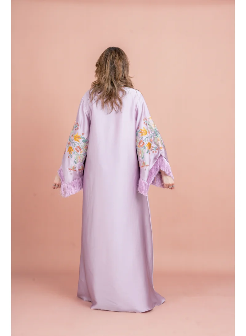 IKKXA Shimmer Detail Sleeves Embroidered Jalabiya IK1044 Purple