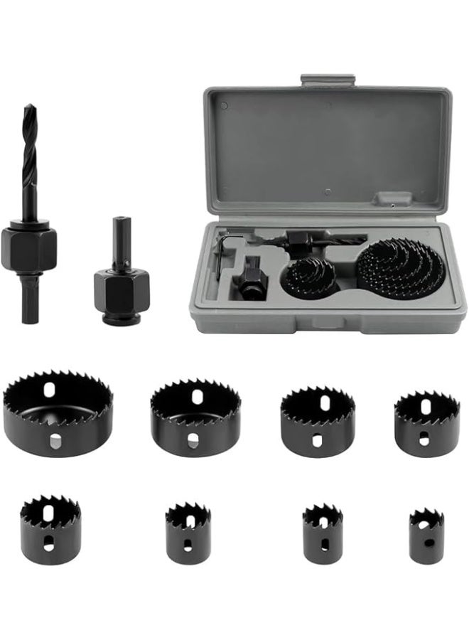 NAKXUS Hole Saw Set, 11 Piece Kit with Case, 19mm to 64mm Blades, Mandrel and Hex Key Included, for Drilling Wood, Plasterboard, Plastic Materials - Image 1