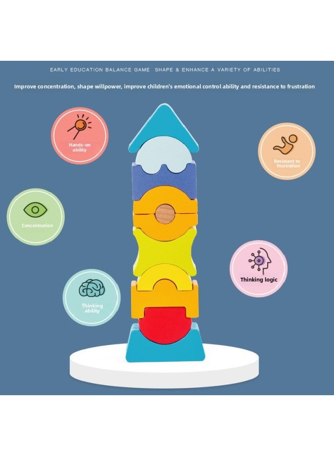 ألعاب تعليمية للأطفال هرمية مكدسة مكعبات بناء عالية، توازن التدريب على التفكير الإبداعي 1-2-6 سنوات - اللون: هرمي Jenga-muqiyi - Image 4