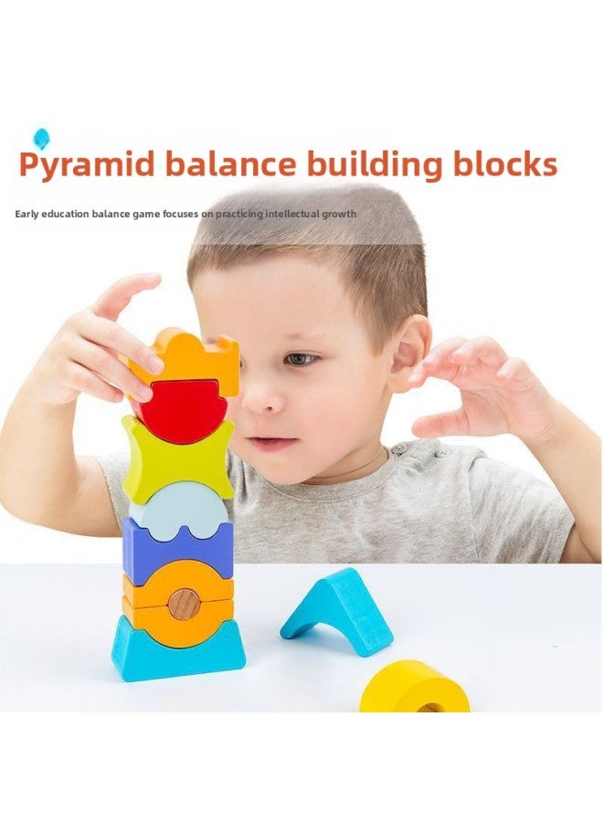 ألعاب تعليمية للأطفال هرمية مكدسة مكعبات بناء عالية، توازن التدريب على التفكير الإبداعي 1-2-6 سنوات - اللون: هرمي Jenga-muqiyi - Image 5