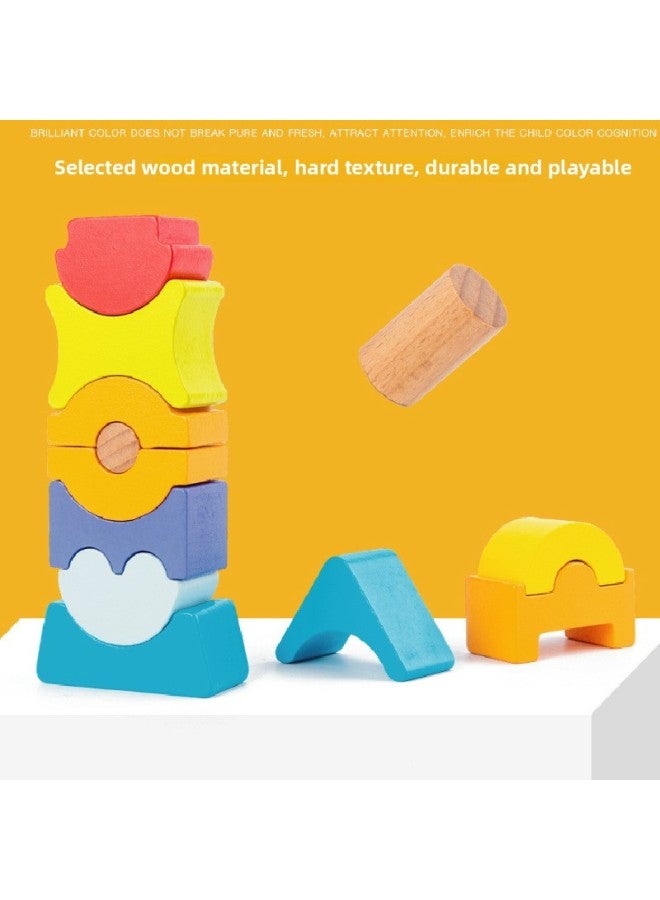 ألعاب تعليمية للأطفال هرمية مكدسة مكعبات بناء عالية، توازن التدريب على التفكير الإبداعي 1-2-6 سنوات - اللون: هرمي Jenga-muqiyi - Image 2