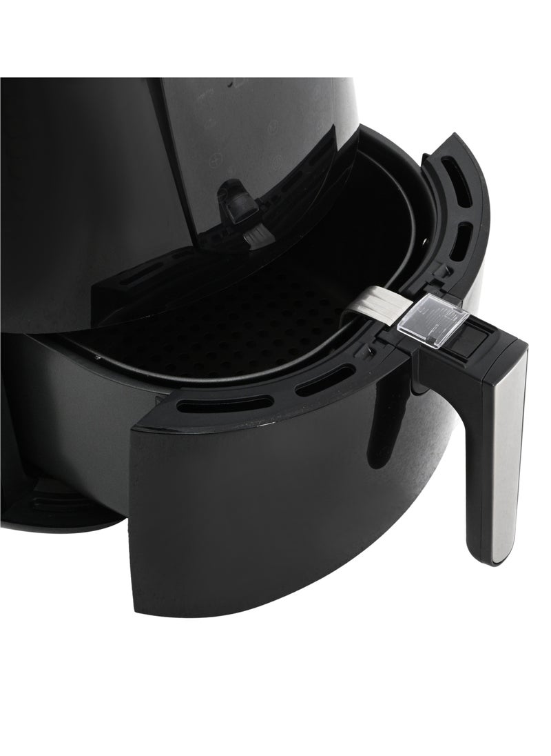 Home Air fryer  Power: 1800 watts. The capacity of the basket is 5.5 liters. The capacity of the drum is 6.5 liters. Multifunctional: frying, baking, grilling and roasting with little or no oil. Pre-prepared cooking programs: French fries, ribs, shrimp, cake, thighs, meat, fish. It features a timer with a bell for 60 minutes. The variable temperature can be controlled from 80-200 ° C. Equipped with a large handle. Easy to clean by placing the basket and bowl in the dishwasher. It has a very large non-stick basket with a capacity of 5.5 liters and a bowl of 6.5 liters. Calorie saving: Up to 80% fewer calories than traditional frying.  - Image 4