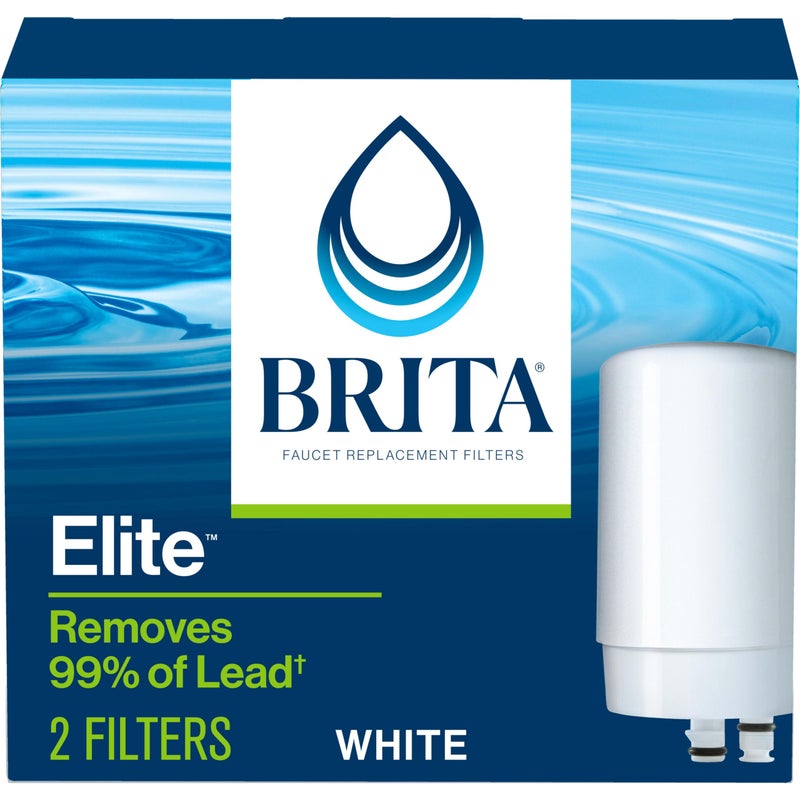 Brita Faucet Mount Water Filter for Sink, Removes 99% of Lead, Elite Filtration System, Includes 2 Replacement Filters, White - Image 1