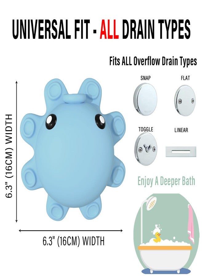 Abalter Bathtub Overflow Drain Cover - Silicone Bathroom Overflow Cover for Bath Tub, Bathroom Spa Accessories, Adds Inches of Water for Deeper Bath，Baby Blue - Image 3