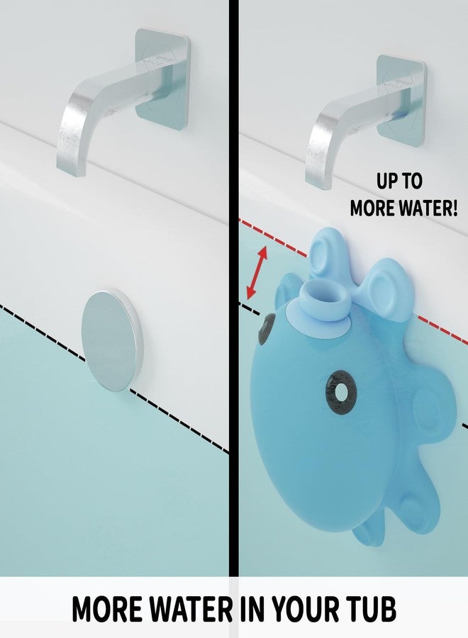 Abalter Bathtub Overflow Drain Cover - Silicone Bathroom Overflow Cover for Bath Tub, Bathroom Spa Accessories, Adds Inches of Water for Deeper Bath，Baby Blue - Image 2