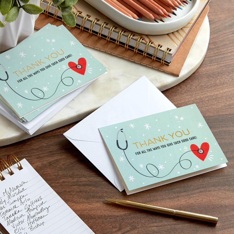 Hallmark عبوة بطاقات شكر من هالمارك للرعاية الصحية (20 بطاقة فارغة مع أظرف) ليوم الممرضين، الأطباء، مساعدي الأطباء، المحترفين الطبيين - Image 2