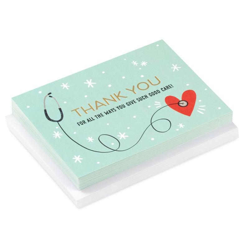 Hallmark عبوة بطاقات شكر من هالمارك للرعاية الصحية (20 بطاقة فارغة مع أظرف) ليوم الممرضين، الأطباء، مساعدي الأطباء، المحترفين الطبيين - Image 4