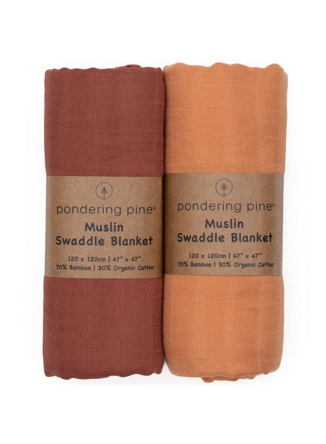 Pondering Pine Organic Muslin Swaddle Blanket - Baby Receiving Blankets Neutral - Organic Muslin Solid Color Swaddle Blankets, Earth Tone Collection, Xlarge Soft And Breathable, 2 Pack, 47" X 47" - Image 1