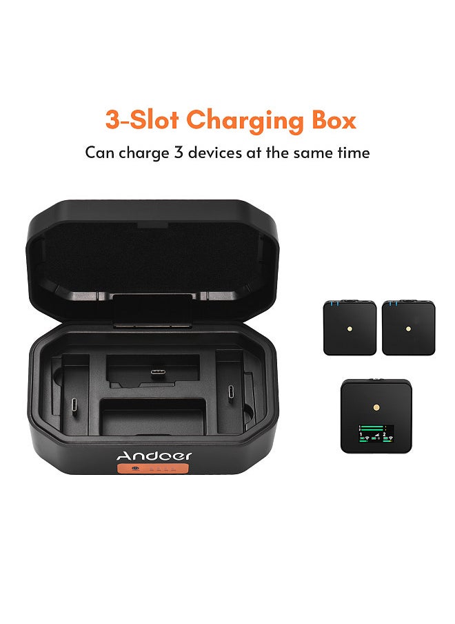 ANDOER - Andoer Wireless Microphone Charging Case 3-slot Charging Box Built-in 4200mAh Large Capacity Battery USB-C PD Fast Charging Charger Replacement for RODE Wireless GO I/ GO II Microphone - Image 1