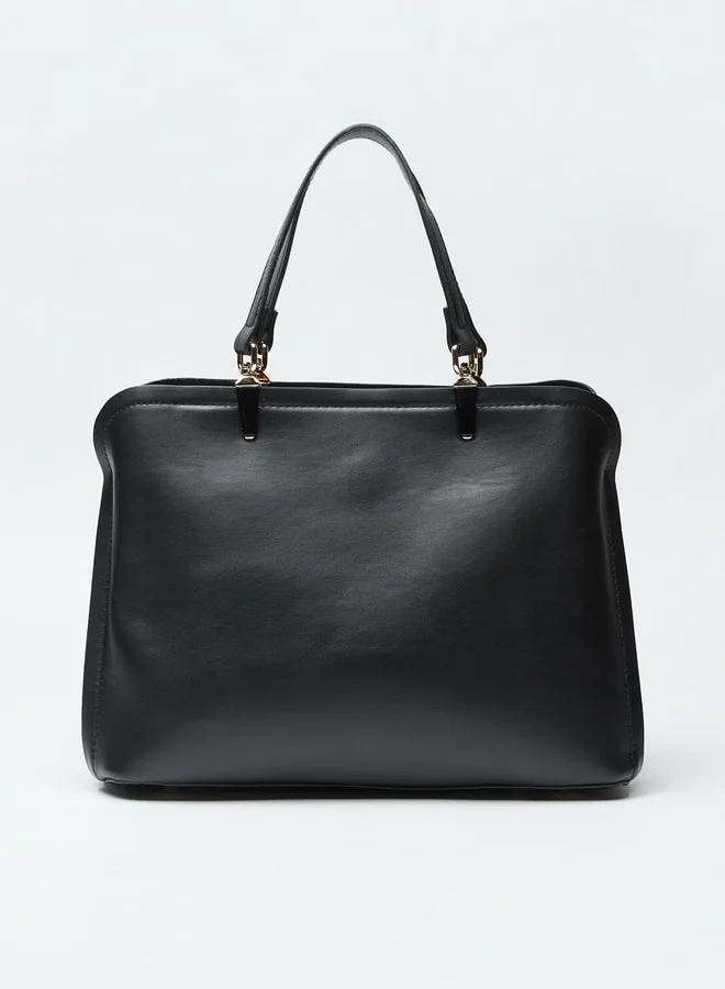 Flora Bella By Shoexpress Solid Tote Bag with Detachable Handle and Zip Closure