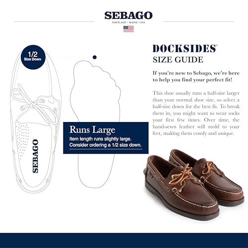 Sebago Portland Waxed Boat Shoes - Handsewn Waxed Leather Moccasins with Leather Sock Lining and Non-Marking, Slip-Resistant Rubber Outsoles, Brown-Gum 8 Regular - Image 3