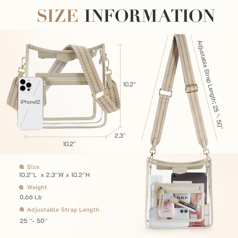 Missnine Clear Crossbody Bags for Women Stadium Approved Clear Purse for Concert Transparent Plastic Bag with Guitar Strap - Image 5