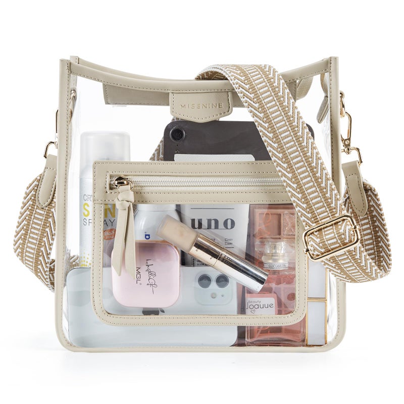 Missnine Clear Crossbody Bags for Women Stadium Approved Clear Purse for Concert Transparent Plastic Bag with Guitar Strap - Image 1