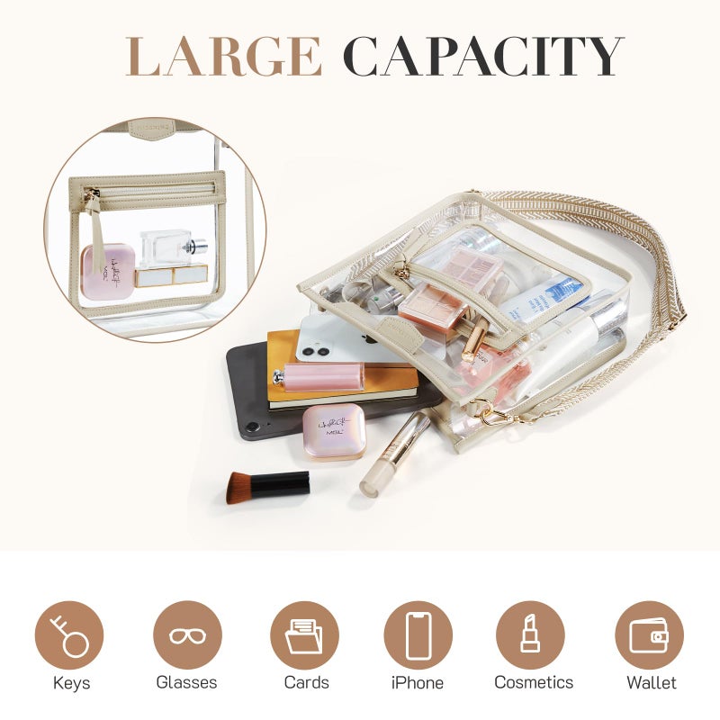 Missnine Clear Crossbody Bags for Women Stadium Approved Clear Purse for Concert Transparent Plastic Bag with Guitar Strap - Image 3