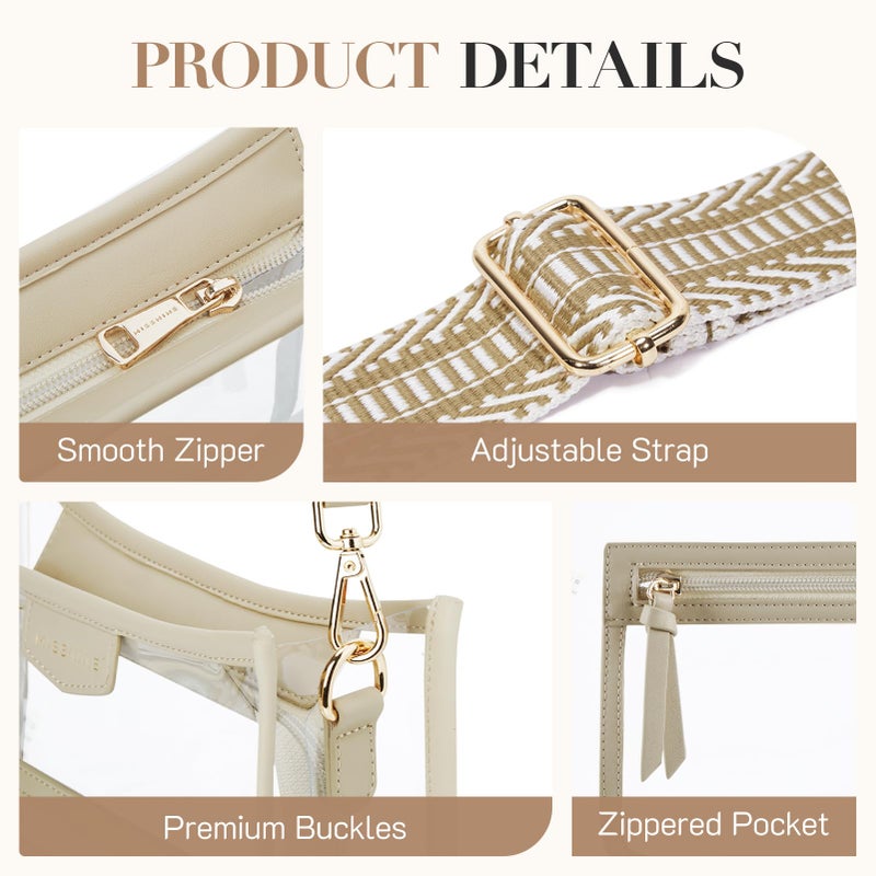 Missnine Clear Crossbody Bags for Women Stadium Approved Clear Purse for Concert Transparent Plastic Bag with Guitar Strap - Image 4