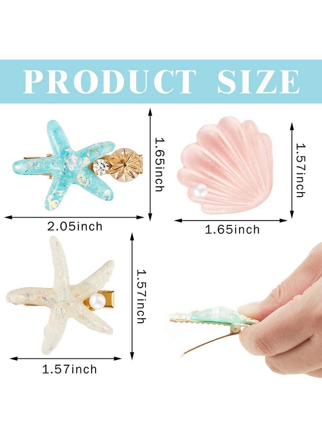 WILLBOND 12 Pieces Artificial Shell Pearl Starfish Seashell Hair Clip Set Acrylic Resin Girl Lady Hair Clip Headdress Hairstyle Tool Accessories Beach Wedding Supplies (Charming)  - Image 3