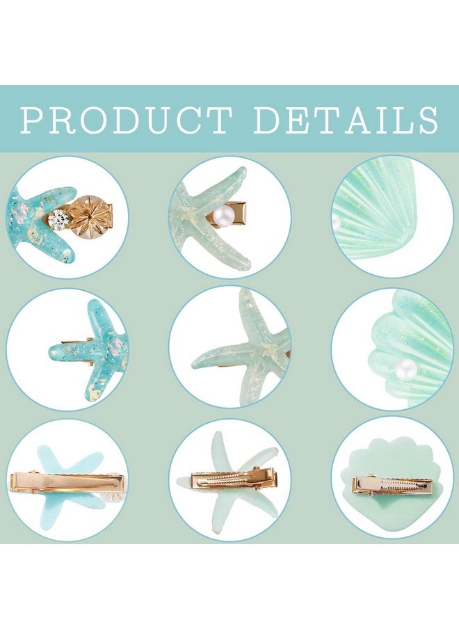 WILLBOND 12 Pieces Artificial Shell Pearl Starfish Seashell Hair Clip Set Acrylic Resin Girl Lady Hair Clip Headdress Hairstyle Tool Accessories Beach Wedding Supplies (Charming)  - Image 2