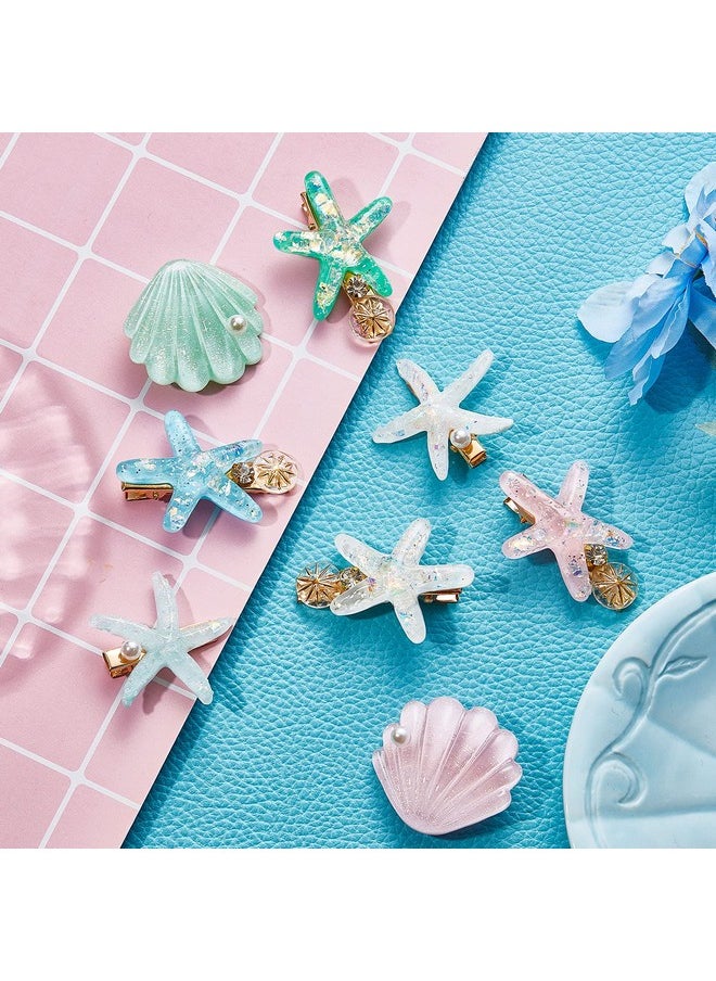 WILLBOND 12 Pieces Artificial Shell Pearl Starfish Seashell Hair Clip Set Acrylic Resin Girl Lady Hair Clip Headdress Hairstyle Tool Accessories Beach Wedding Supplies (Charming)  - Image 5