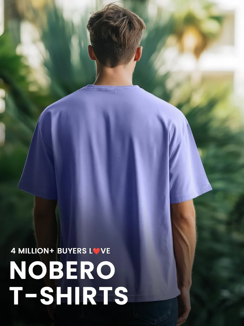 NOBERO  Men's Cotton Regular Fit T-Shirt in Lavender for Men | Best Price UAE