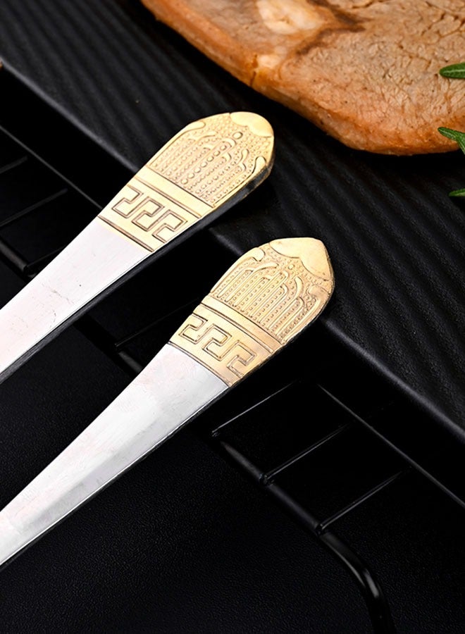 SUCITY Stainless Steel Cutlery Knife, Fork and Spoon Set, Embossed Gold Crown Spoon and Fork Western Steak Knife and Fork - Image 4