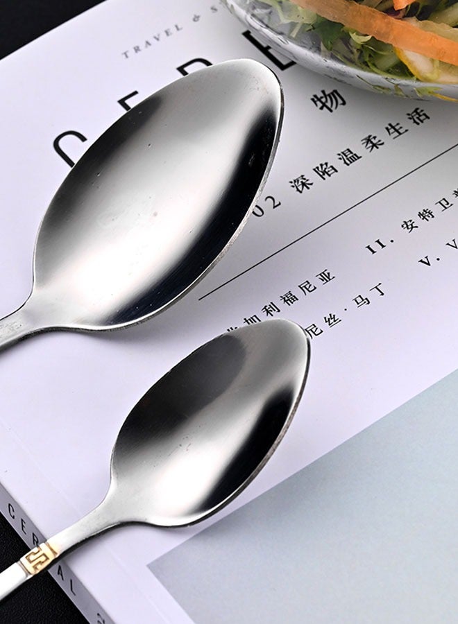 SUCITY Stainless Steel Cutlery Knife, Fork and Spoon Set, Embossed Gold Crown Spoon and Fork Western Steak Knife and Fork - Image 3