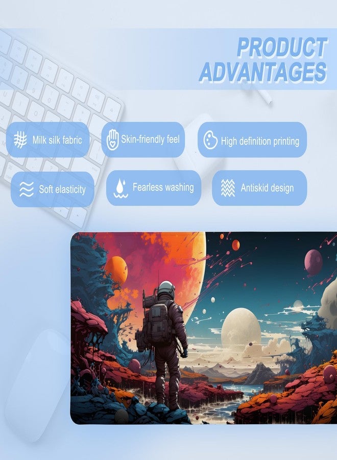 TSLOVER Space Mouse Pad,Astronaut Space Desk Mat,Galaxy XXL Gaming Mouse Pads,Large Waterproof Non-Slip Rubber Mousepad with Stitched Edges Office Home Computer Desk Accessories,35.4 x 15.7 in - Image 2