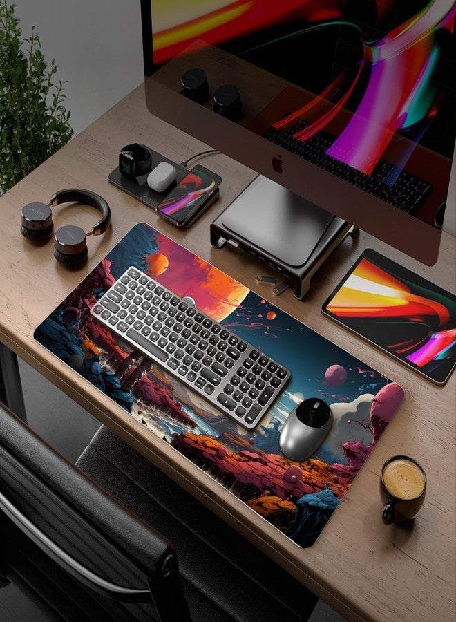 TSLOVER Space Mouse Pad,Astronaut Space Desk Mat,Galaxy XXL Gaming Mouse Pads,Large Waterproof Non-Slip Rubber Mousepad with Stitched Edges Office Home Computer Desk Accessories,35.4 x 15.7 in - Image 3