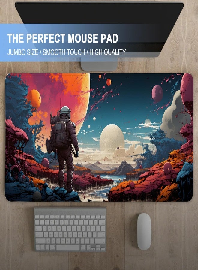 TSLOVER Space Mouse Pad,Astronaut Space Desk Mat,Galaxy XXL Gaming Mouse Pads,Large Waterproof Non-Slip Rubber Mousepad with Stitched Edges Office Home Computer Desk Accessories,35.4 x 15.7 in - Image 5