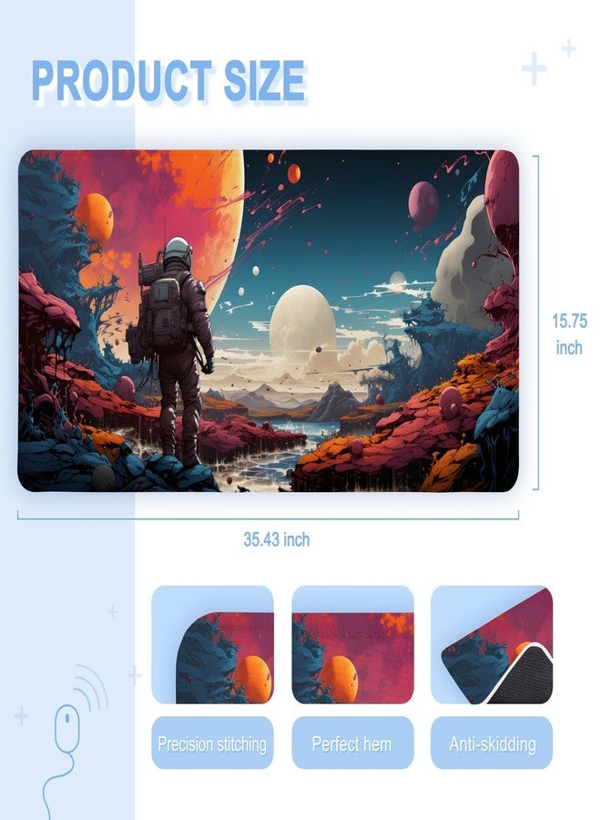 TSLOVER Space Mouse Pad,Astronaut Space Desk Mat,Galaxy XXL Gaming Mouse Pads,Large Waterproof Non-Slip Rubber Mousepad with Stitched Edges Office Home Computer Desk Accessories,35.4 x 15.7 in - Image 4