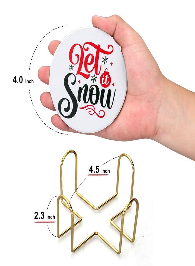 Dksyee 6 Pcs Ceramic Christmas Coasters with Holder Best Absorbent Drink Coasters Set Cute Xmas Holiday Coaster Set Coffee Table Decor Funny Christmas Decoration Housewarming Gift Festive Cup Coasters - Image 3