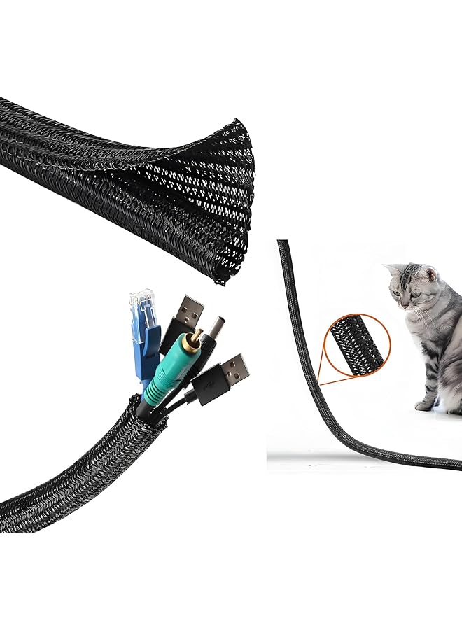 promass Cable Organizer, Strong Braided 50CM-1/2 Inch Wire Cable Management，Self-Wrap Cord Hider for Wire Organizer, 10 Reusable Cable cover Included for TV/PC/Home Theater/Automobile - Image 1