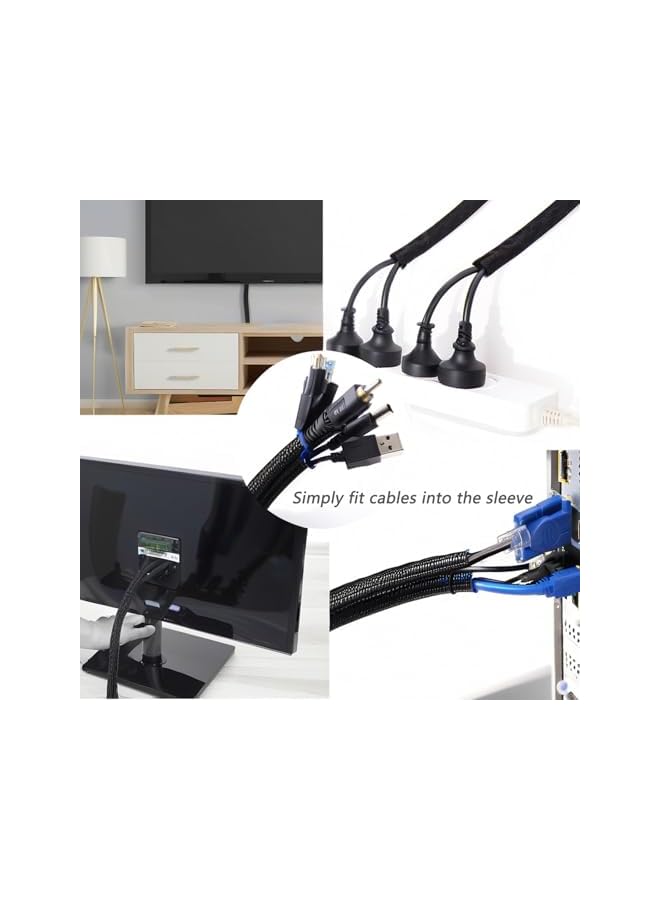 promass Cable Organizer, Strong Braided 50CM-1/2 Inch Wire Cable Management，Self-Wrap Cord Hider for Wire Organizer, 10 Reusable Cable cover Included for TV/PC/Home Theater/Automobile - Image 3