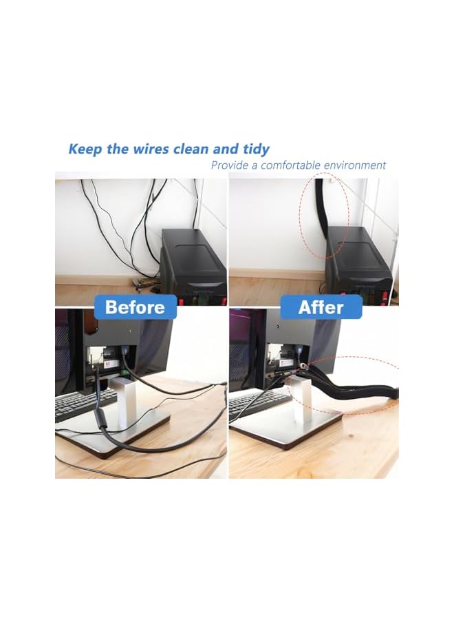 promass Cable Organizer, Strong Braided 50CM-1/2 Inch Wire Cable Management，Self-Wrap Cord Hider for Wire Organizer, 10 Reusable Cable cover Included for TV/PC/Home Theater/Automobile - Image 2