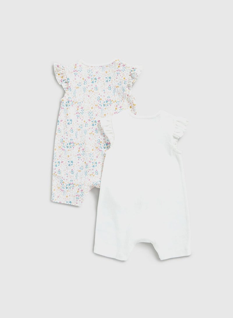 mothercare Wild Flower Rompers - 2 Pack  - Image 2