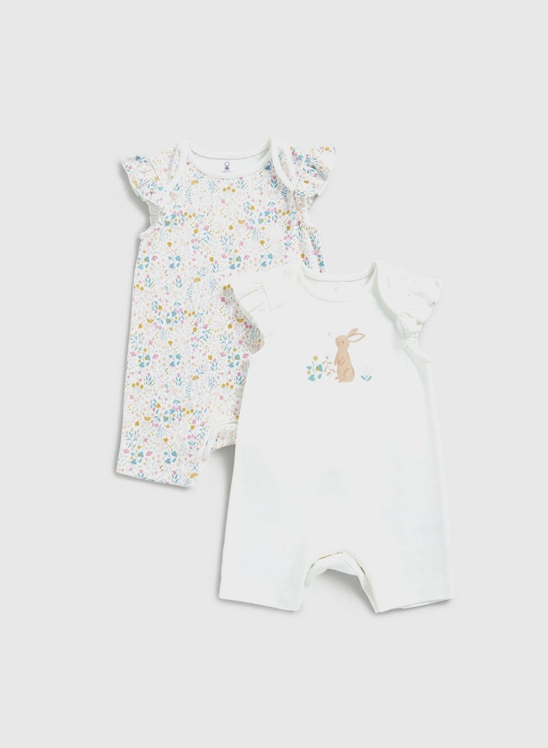 mothercare Wild Flower Rompers - 2 Pack  - Image 1