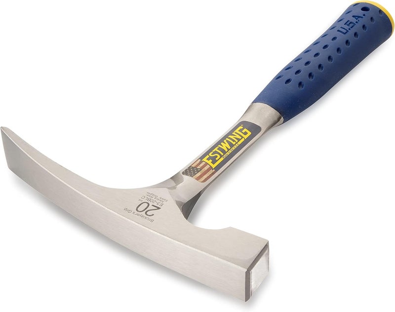 Estwing - E3‐20BLC Bricklayer's/Mason's Hammer - 20 oz Masonary Tool with Forged Steel Construction & Shock Reduction Grip - E3-20BLC Silver - Image 2