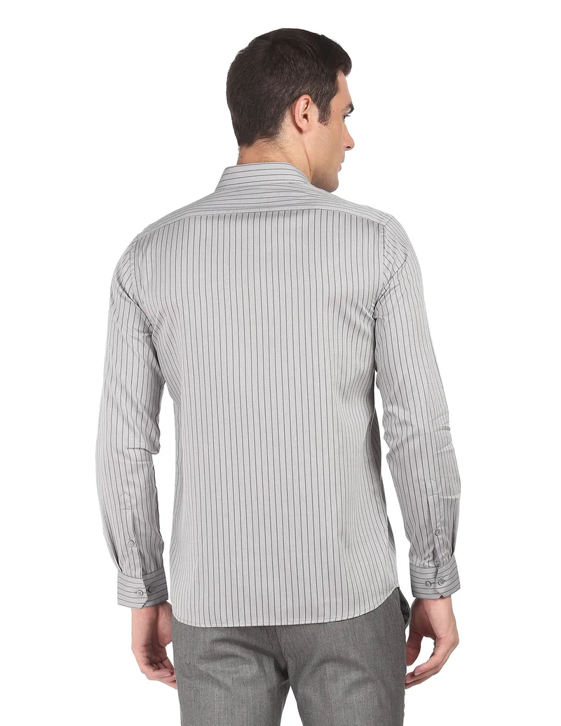 Arrow Grey Manhattan Slim Fit Patterned Formal Shirt for Men | Best Price UAE