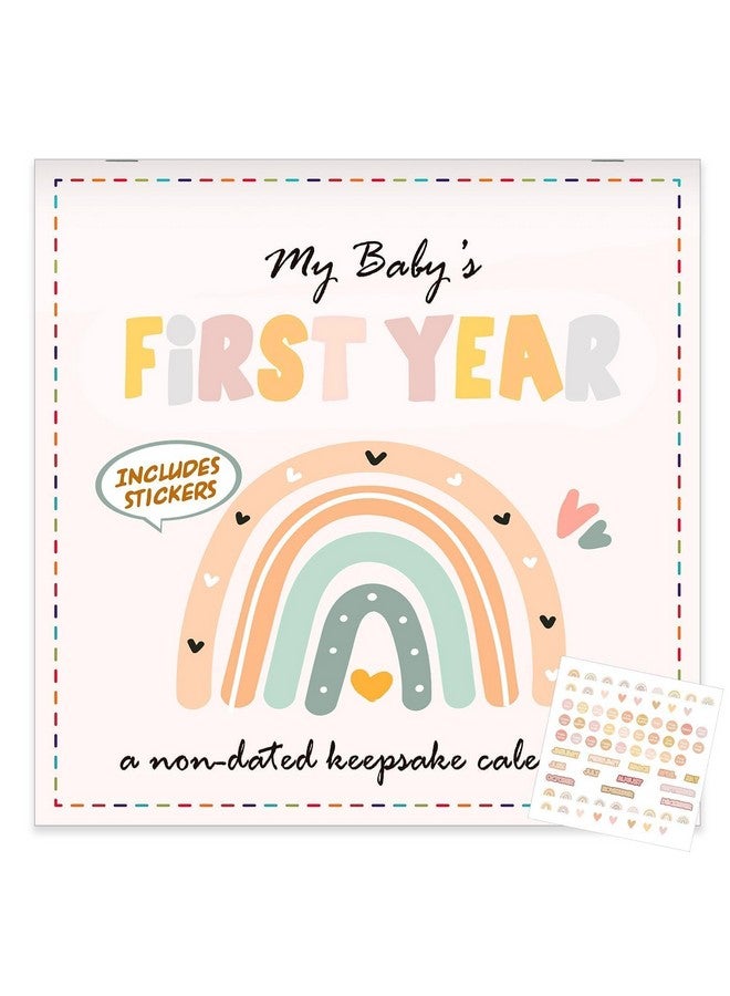 Chunnin Boho Rainbow Baby's First Year Calendar with Stickers Boho 1st Year Tracker First Year Book Baby First Year Milestones Newborn Baby Memory Calendar Keepsake for Baby Girl or Boy - Image 1