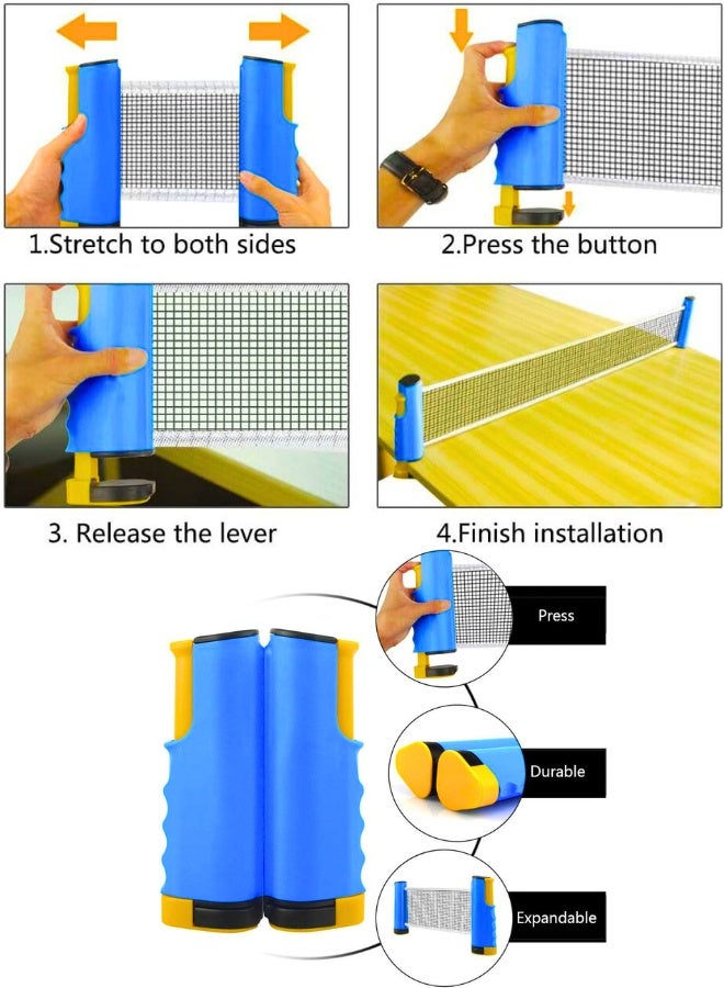 Chase Up Ping Pong Paddle Set, Professional Portable Table Tennis Set with Retractable Net, Premium Rackets, Balls and Carry Bag for Indoor, Outdoor Games - Image 2