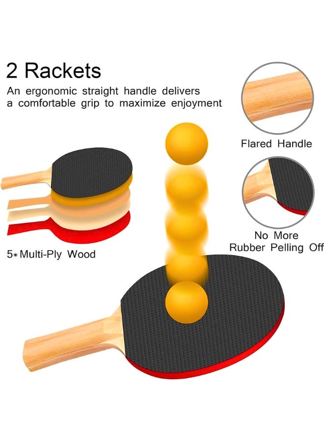 Chase Up Ping Pong Paddle Set, Professional Portable Table Tennis Set with Retractable Net, Premium Rackets, Balls and Carry Bag for Indoor, Outdoor Games - Image 3